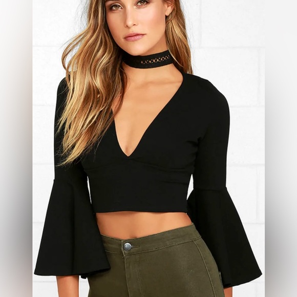 Lulus Tops - Lulus Well Played Black Long Sleeve Crop Top Size XL